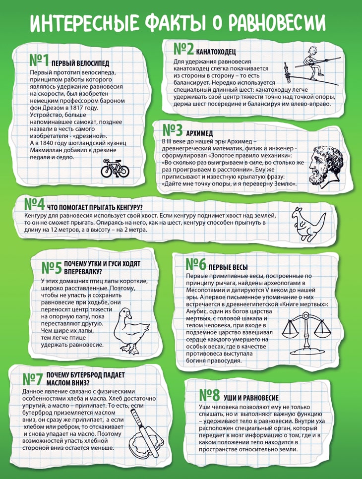 Интересные факты о равновесии